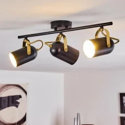 Lampes Industrielles-hofstein Plafonnier Rialey Laiton, Noir, 3 lumières