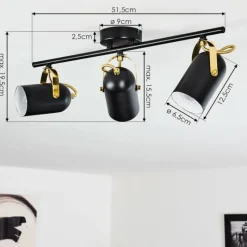 Lampes Industrielles-hofstein Plafonnier Rialey Laiton, Noir, 3 lumières