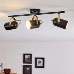 Lampes Industrielles-hofstein Plafonnier Rialey Laiton, Noir, 3 lumières