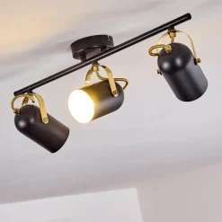 Lampes Industrielles-hofstein Plafonnier Rialey Laiton, Noir, 3 lumières