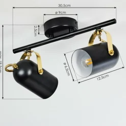 Lampes Industrielles-hofstein Plafonnier Rialey Laiton, Noir, 2 lumières