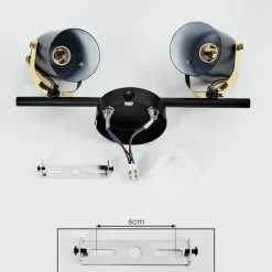 Lampes Industrielles-hofstein Plafonnier Rialey Laiton, Noir, 2 lumières