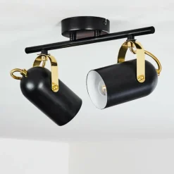 Lampes Industrielles-hofstein Plafonnier Rialey Laiton, Noir, 2 lumières