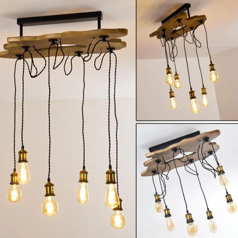 hofstein Plafonnier Rimforsa Brun, Laiton, Rouille, 6 lumières