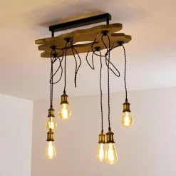 hofstein Plafonnier Rimforsa Brun, Laiton, Rouille, 6 lumières