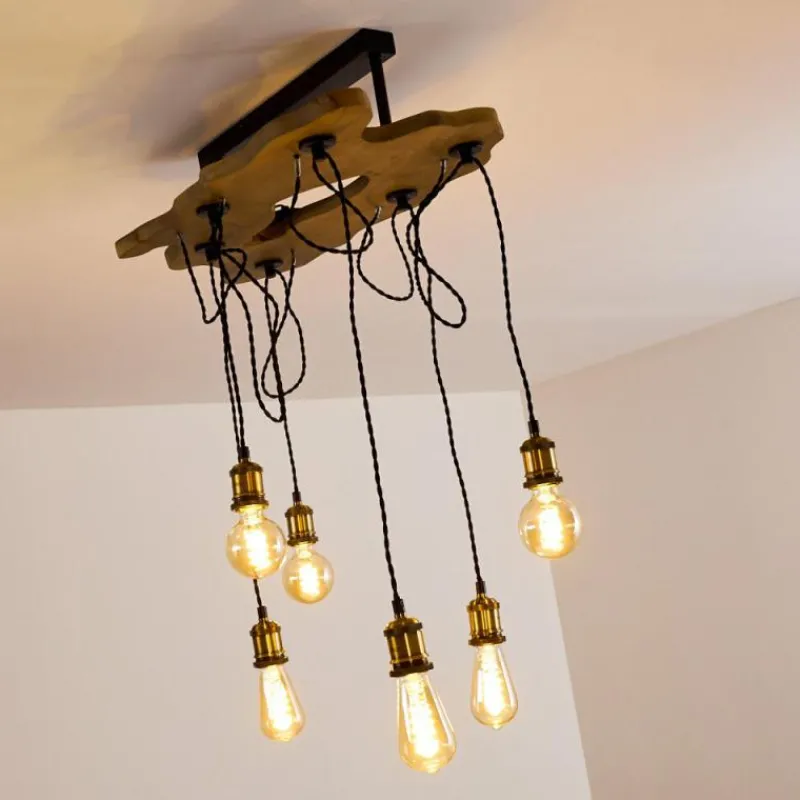 hofstein Plafonnier Rimforsa Brun, Laiton, Rouille, 6 lumières