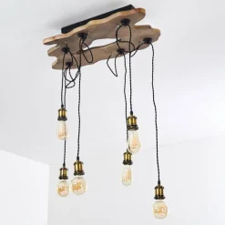 hofstein Plafonnier Rimforsa Brun, Laiton, Rouille, 6 lumières