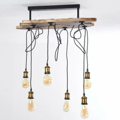 hofstein Plafonnier Rimforsa Brun, Laiton, Rouille, 6 lumières