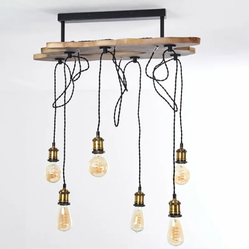 hofstein Plafonnier Rimforsa Brun, Laiton, Rouille, 6 lumières