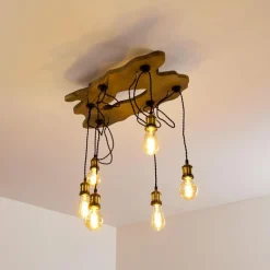 hofstein Plafonnier Rimforsa Brun, Laiton, Rouille, 6 lumières