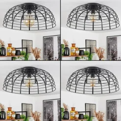 Lampes Vintages & Rétros-hofstein Plafonnier Rivers Noir, 1 lumière