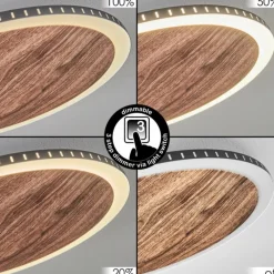 hofstein Plafonnier Rocha LED Brun, Couleur bois, Noir, 1 lumière