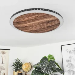 hofstein Plafonnier Rocha LED Brun, Couleur bois, Noir, 1 lumière