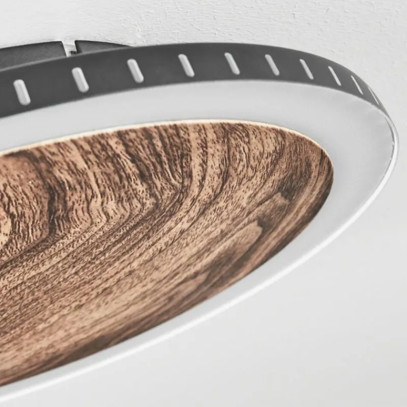 hofstein Plafonnier Rocha LED Brun, Couleur bois, Noir, 1 lumière
