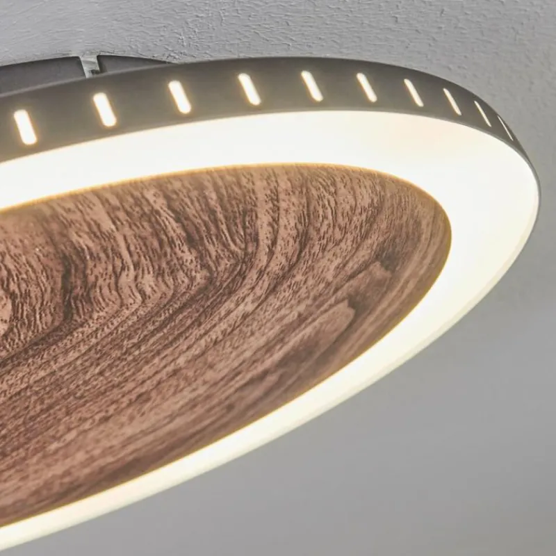 hofstein Plafonnier Rocha LED Brun, Couleur bois, Noir, 1 lumière