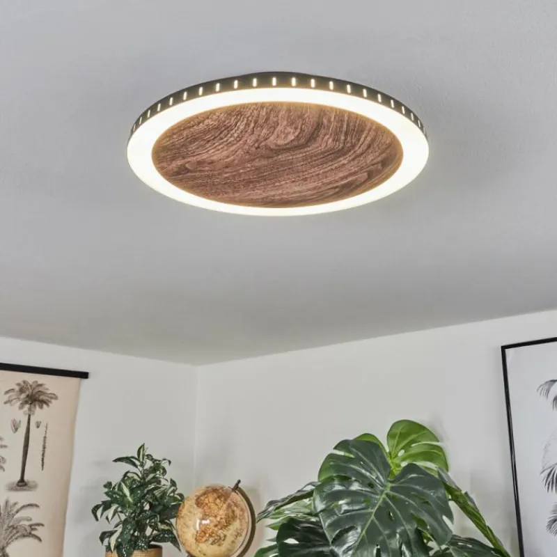 hofstein Plafonnier Rocha LED Brun, Couleur bois, Noir, 1 lumière