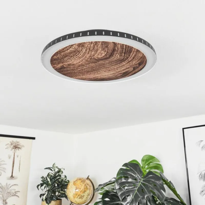 hofstein Plafonnier Rocha LED Brun, Couleur bois, Noir, 1 lumière