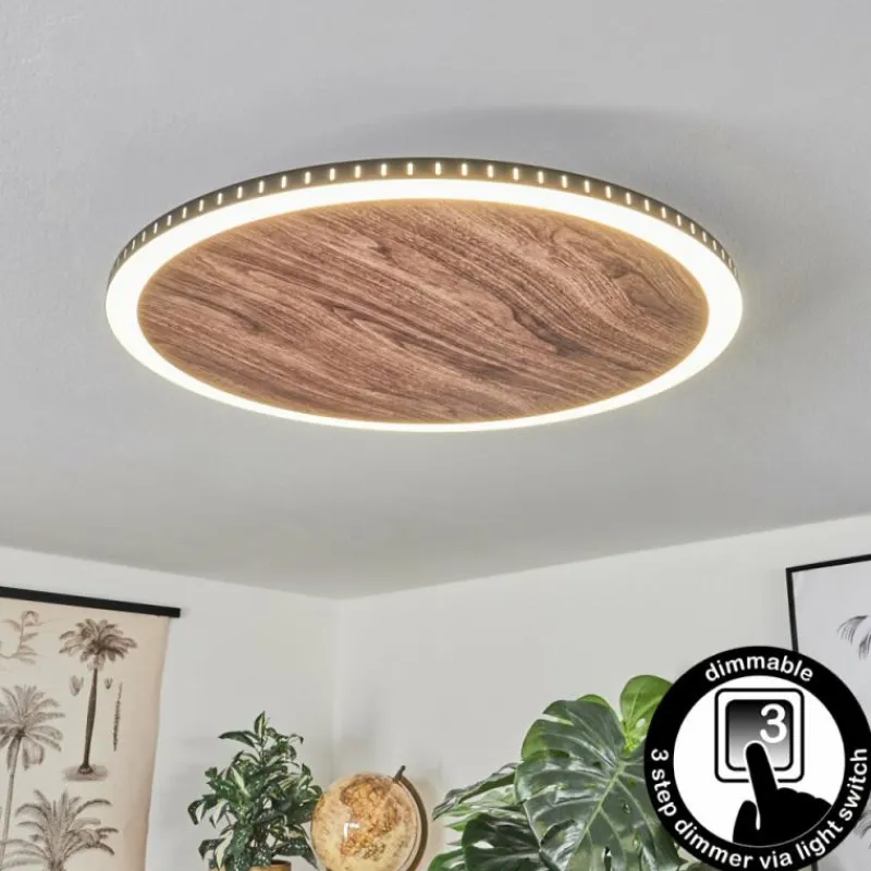 hofstein Plafonnier Rocha LED Brun, Couleur bois, Noir, 1 lumière