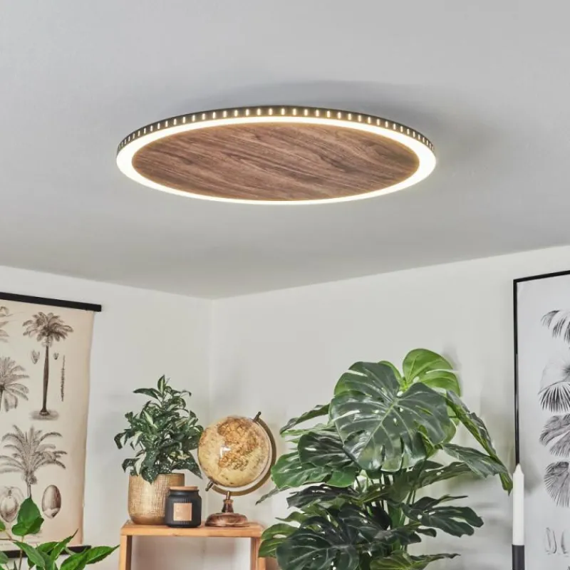 hofstein Plafonnier Rocha LED Brun, Couleur bois, Noir, 1 lumière