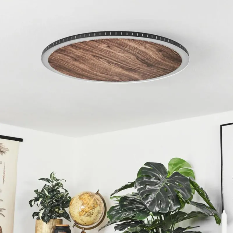 hofstein Plafonnier Rocha LED Brun, Couleur bois, Noir, 1 lumière