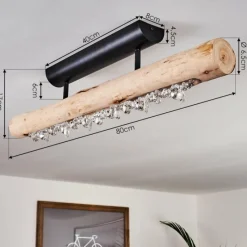 Luminaires Scandinaves-hofstein Plafonnier Rodeche LED Bois clair, Noir, 1 lumière