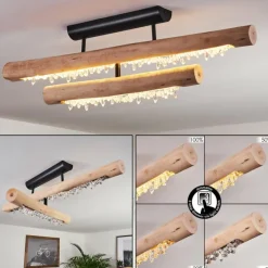 Luminaires Scandinaves-hofstein Plafonnier Rodeche LED Bois clair, Noir, 1 lumière