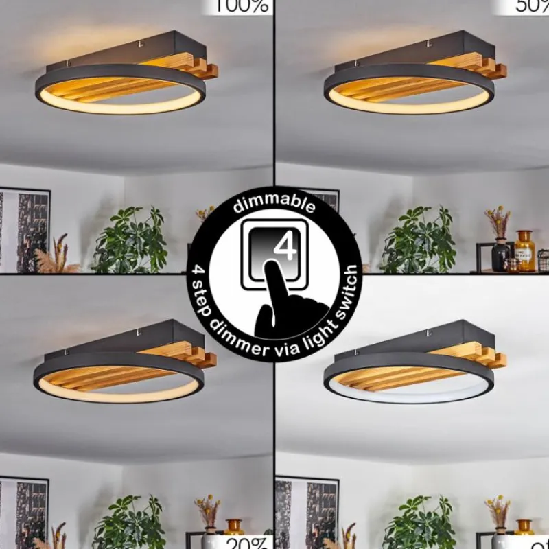 hofstein Plafonnier Rodekro LED Écru, Noir, 1 lumière