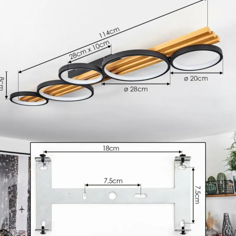 hofstein Plafonnier Rodekro LED Écru, Noir, 1 lumière