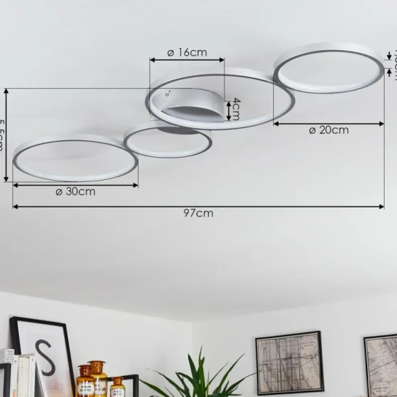 hofstein Plafonnier Rodekro LED Nickel mat, 4 lumières