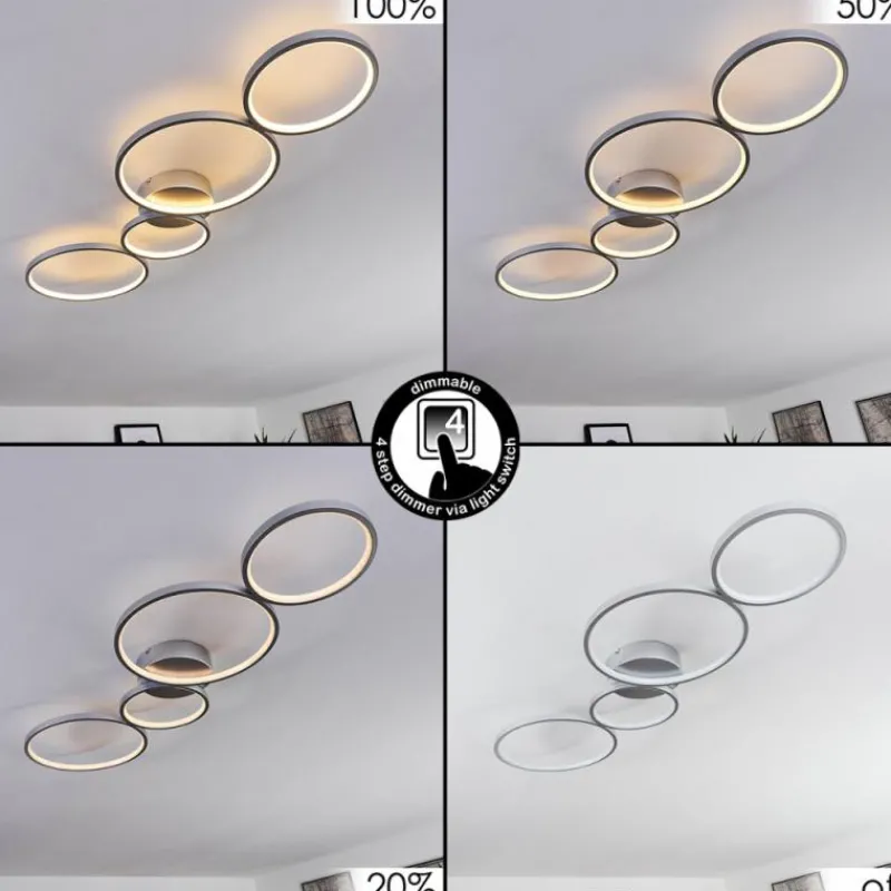 hofstein Plafonnier Rodekro LED Nickel mat, 1 lumière