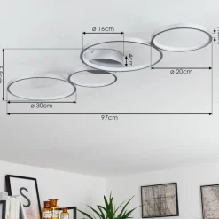 hofstein Plafonnier Rodekro LED Nickel mat, 1 lumière