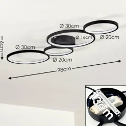 hofstein Plafonnier Rodekro LED Noir, 1 lumière