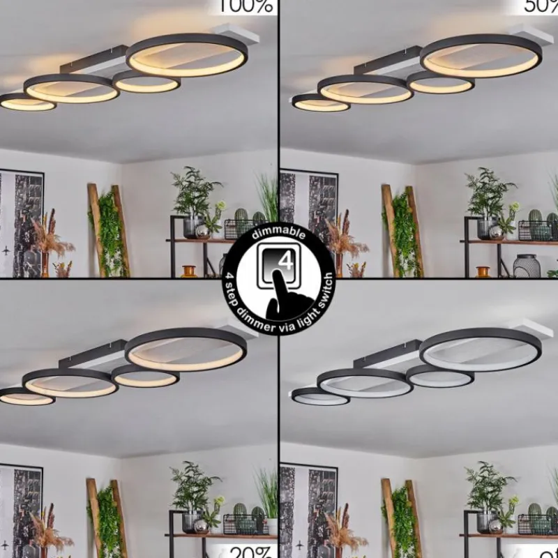 hofstein Plafonnier Rodekro LED Noir, Blanc, 1 lumière