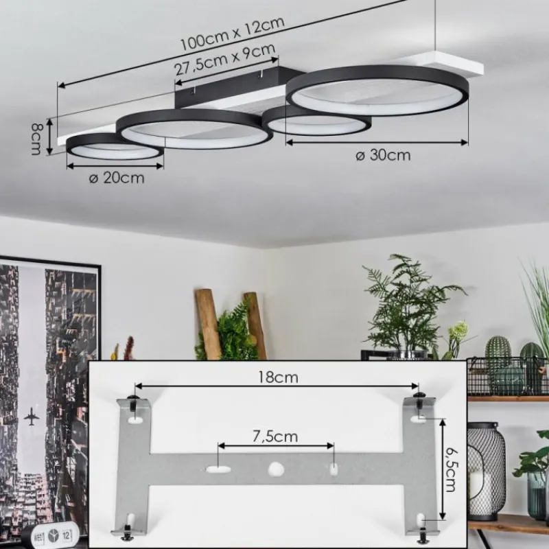 hofstein Plafonnier Rodekro LED Noir, Blanc, 1 lumière