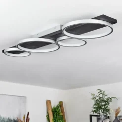 hofstein Plafonnier Rodekro LED Noir, Argenté, 1 lumière