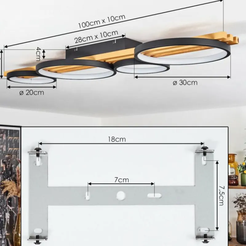 hofstein Plafonnier Rodekro LED Noir, 1 lumière