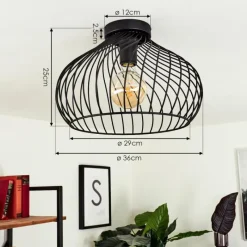 Lampes Industrielles-hofstein Plafonnier Rogsvolden Noir, 1 lumière