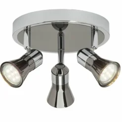 Luminaires Brilliant Plafonnier rond à spots Brilliant Jupp LED Chrome, Noir, 3 lumières* Éclairage Led