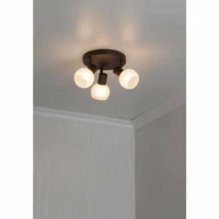 Luminaires Brilliant Plafonnier rond à spots Brilliant Gabon Brun, 3 lumières