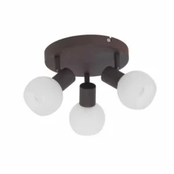 Luminaires Brilliant Plafonnier rond à spots Brilliant Gabon Brun, 3 lumières