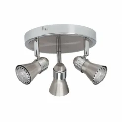 Luminaires Brilliant Plafonnier rond à spots Brilliant Sanny Fer, 3 lumières* Spots Et Projecteurs