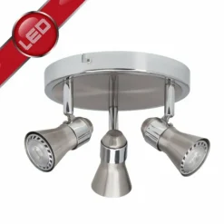 Luminaires Brilliant Plafonnier rond à spots Brilliant Sanny Fer, 3 lumières* Spots Et Projecteurs