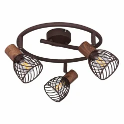 Lampes Industrielles-Luminaires Globo Lighting Plafonnier rond à spots Globo ISABELLE Rouille, 3 lumières