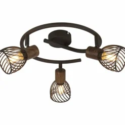 Lampes Industrielles-Luminaires Globo Lighting Plafonnier rond à spots Globo ISABELLE Rouille, 3 lumières