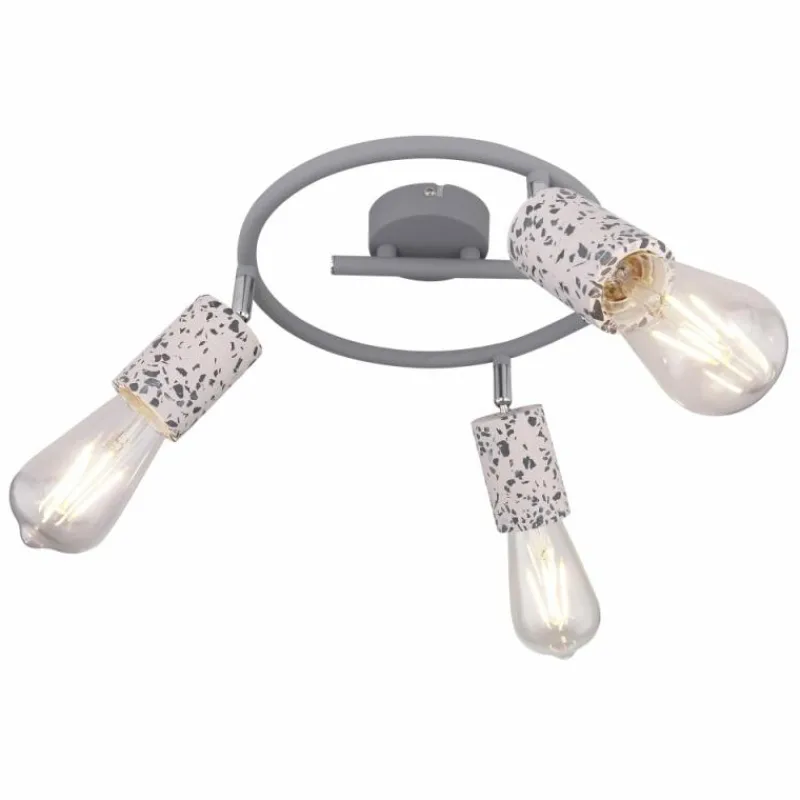 Luminaires Globo Lighting Plafonnier rond à spots Globo FLECKI Gris, 3 lumières* Spots Et Projecteurs