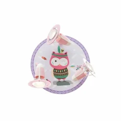 Lampes En Bois-Luminaires Elobra Plafonnier rond Elobra EULE HANNAH Lila, Rose, 3 lumières