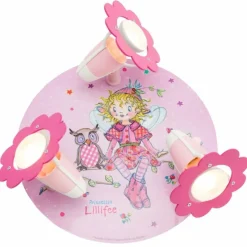 Lampes En Bois-Luminaires Elobra Plafonnier rond Elobra EULE Rose, 3 lumières