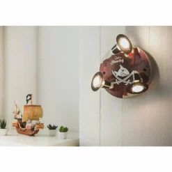 Lampes En Bois-Luminaires Elobra Plafonnier rond Elobra HOLZINSCHRIFT Brun, 3 lumières