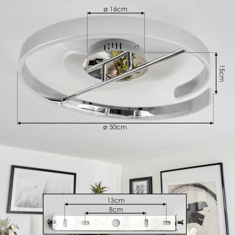 hofstein Plafonnier Rosemond LED Chrome, Blanc, 1 lumière