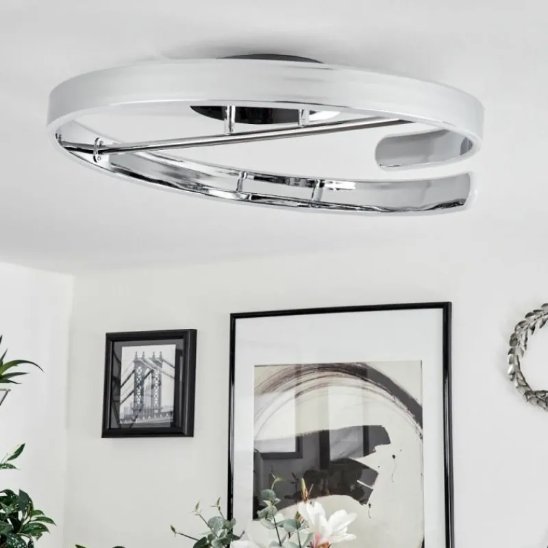 hofstein Plafonnier Rosemond LED Chrome, Blanc, 1 lumière